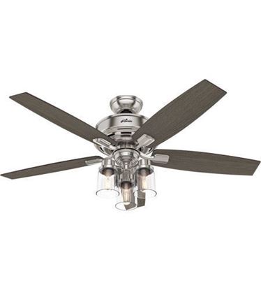 Hunter  52" Bennett Brushed Nickel Ceiling Fan with LED Light and Handheld Remote, Model 54190