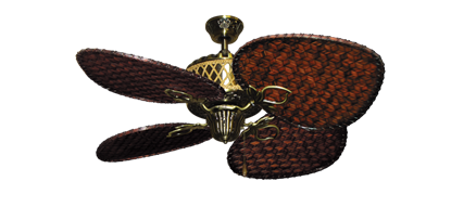 Palm Bay Antique Brass with 48" Dark Woven Bamboo Blades