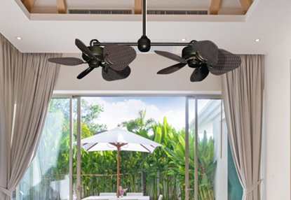 Twin Star III Oil Rubbed Bronze with 35" Wicker Oil Rubbed Bronze Blades